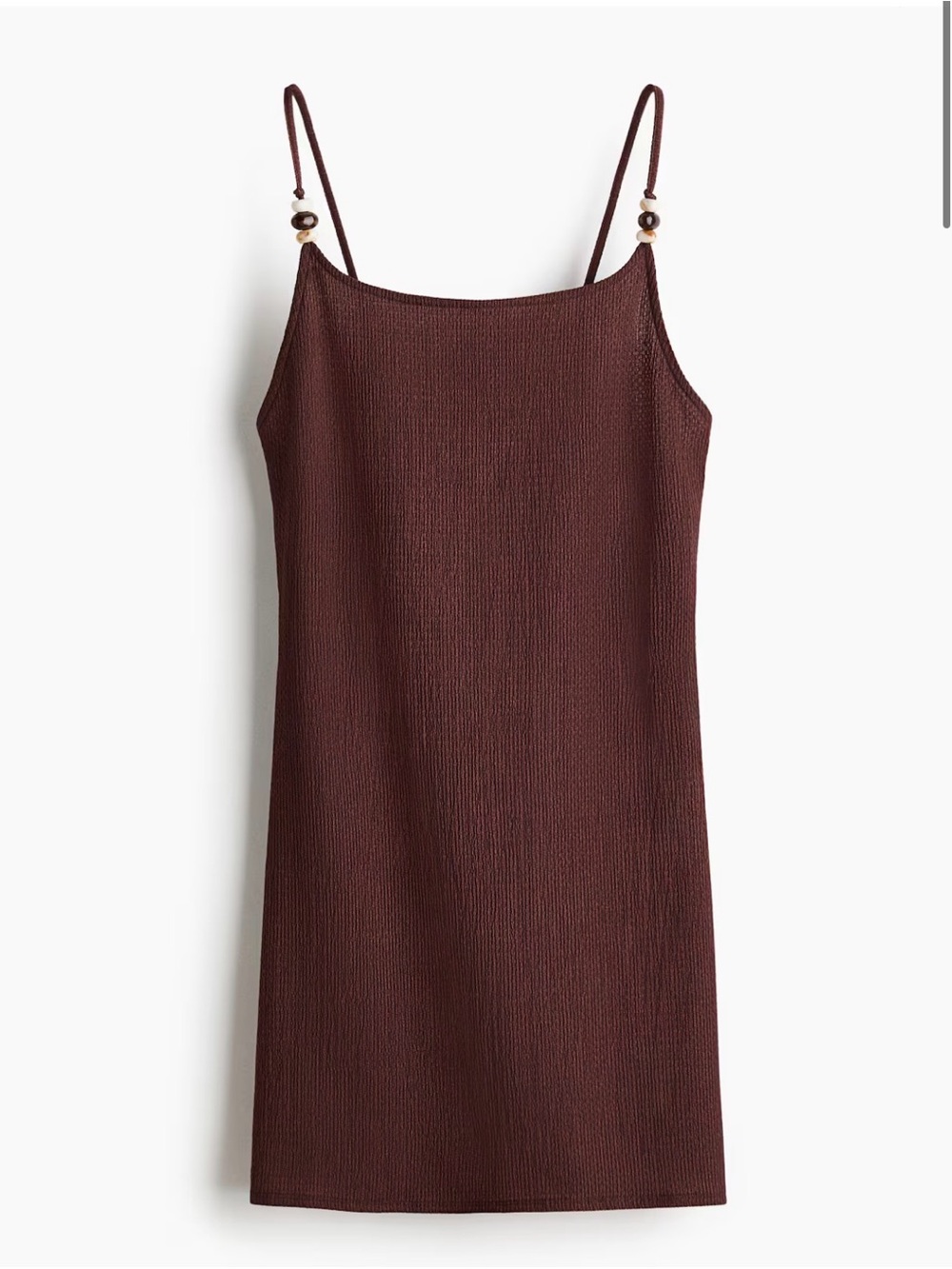 H&M Brown Low Back Dress with Beaded Strap Detail